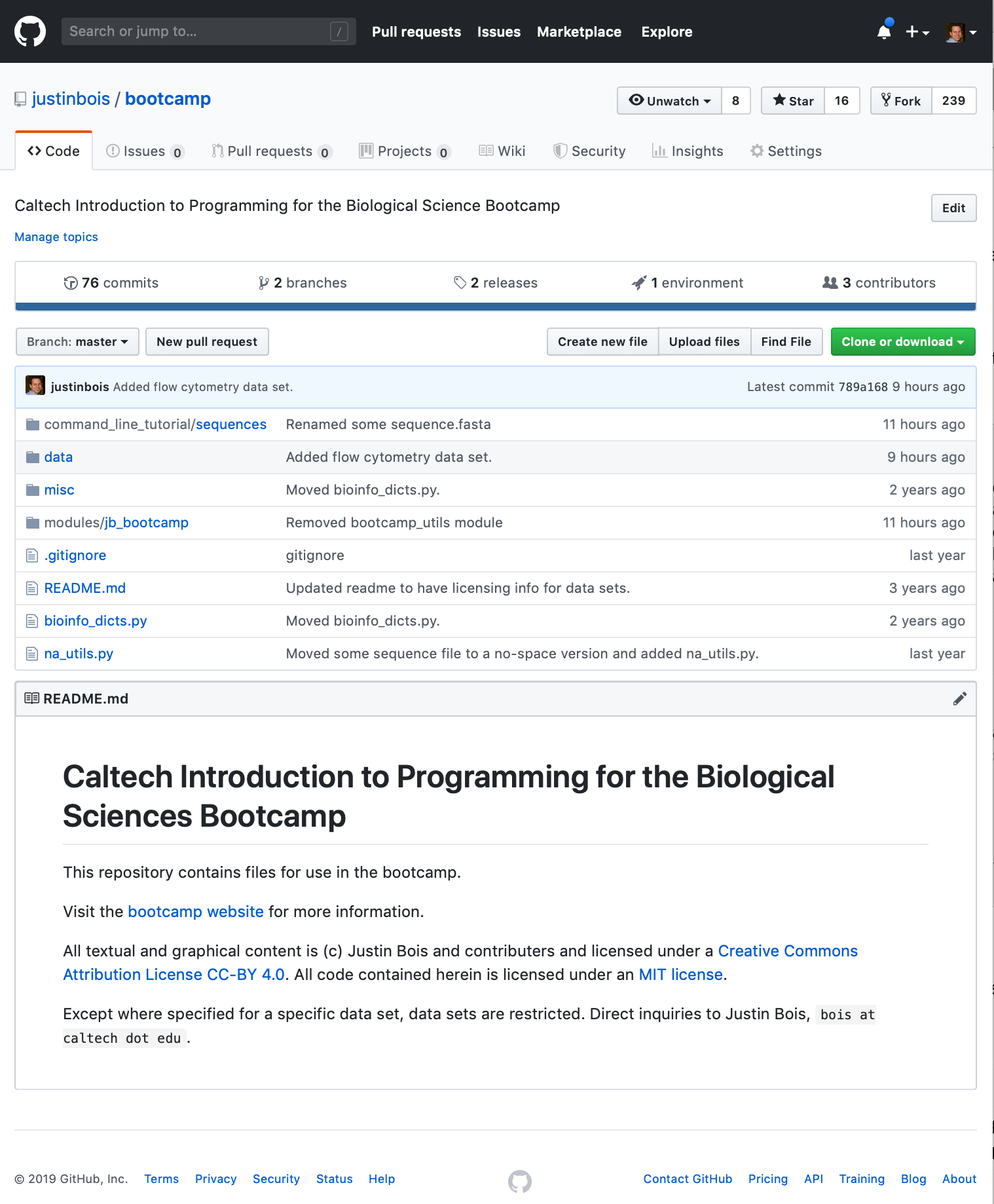 Bootcamp github page